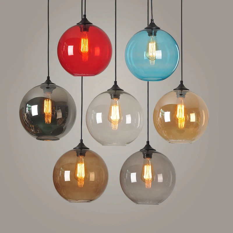 

Stained glass pendant lights modern minimalist creative round bar table lamp retro single head restaurant pendant lights