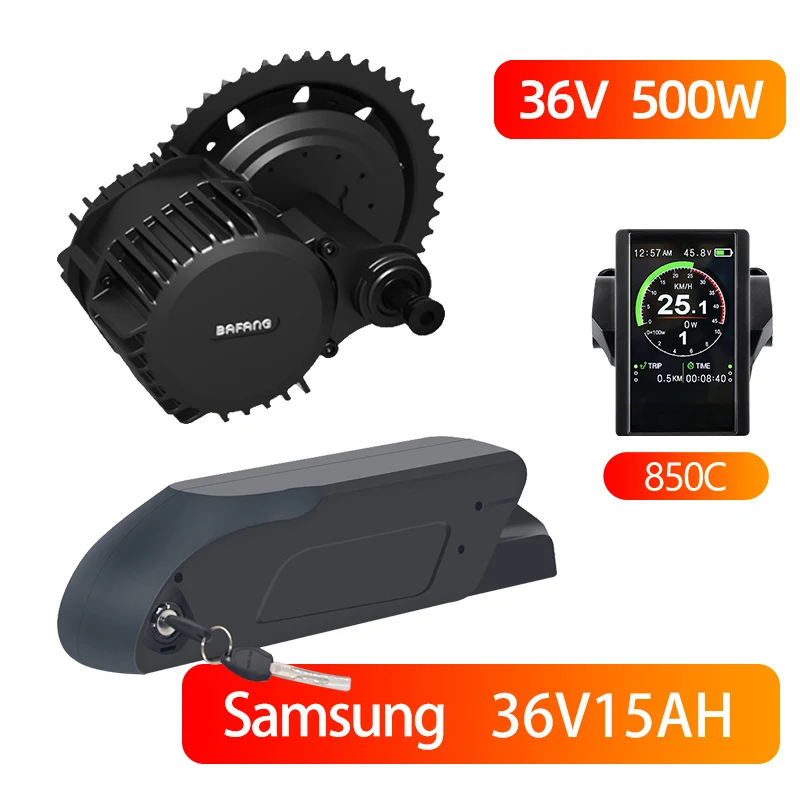 BBS02B BBS02 Bafang 36V 500W комплект электродвигателей с 36V батареей 10.4AH 15Ah литий-ионная батарея Ebike 8Fun комплект преобразования - Цвет: 850C 36V15AH Samsung