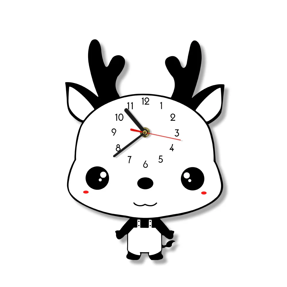 Animal Baby Little Sheep Print Non ticking Hanging Wall Clock Cartoon Silent Quartz Frameless Watch Interior Design | Дом и сад
