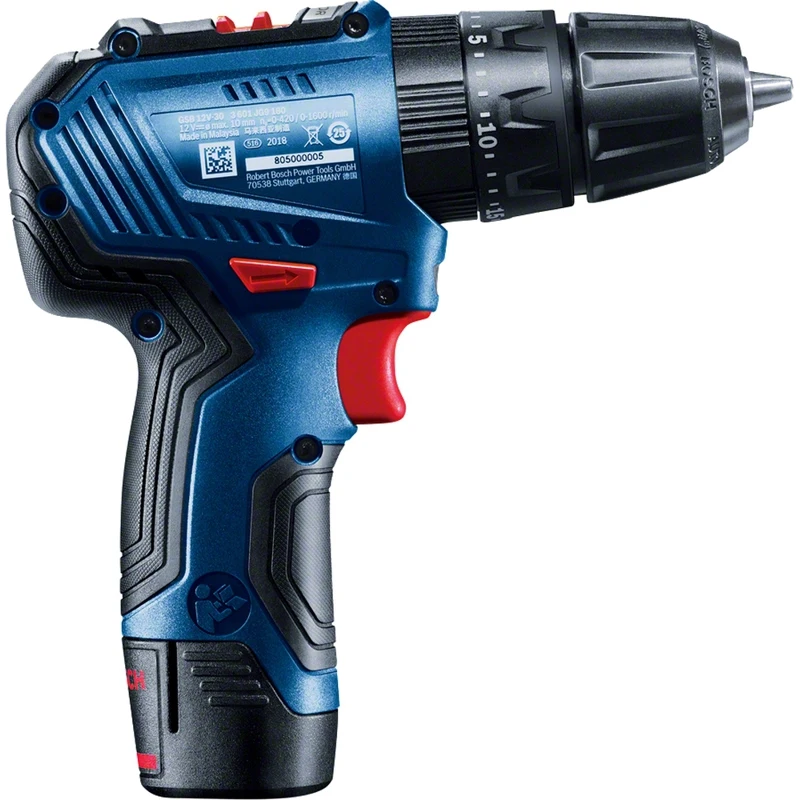 Ударная дрель-шуруповерт BOSCH GSB 12V-30 2Ач с двумя аккумуляторами (06019g9120) |