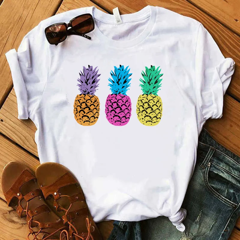 

2020 New Pineapple Fruit Clothes T-shirt Fashion Women Casual T-Shirt High Graphic Tee Shirt Femme Kawaii Camisas Mujer Clothes