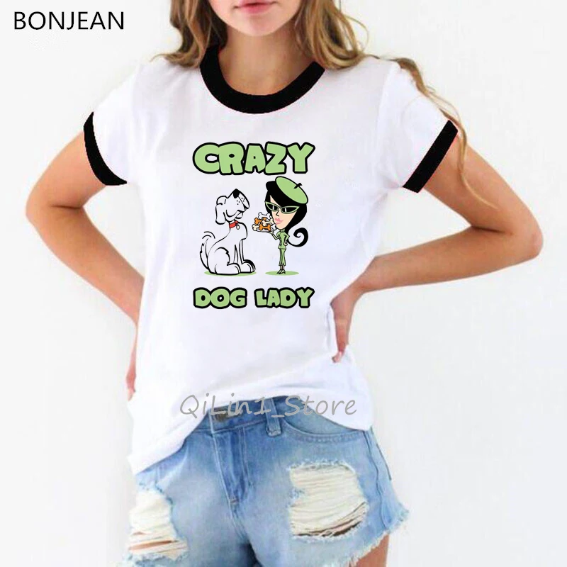 Футболка Crazy dog lady Забавные футболки женский милый летний топ графические с