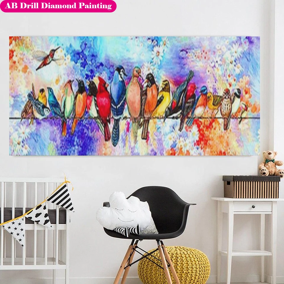 

Color Bird Diamond Mosaic Zipper Bag Animal Large Size AB Diamond Painting Kits Parrot Handmade 5D DIY Diamonds Embroidery Decor