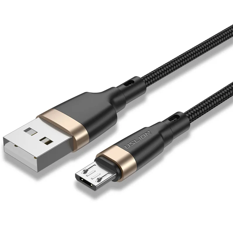 USLION Micro USB кабель для Xiaomi Redmi Note 5 Pro 1m 2m 3A QC3.0 usb кабель для зарядки данных для samsung S7 зарядное устройство для мобильного телефона - Цвет: Gold