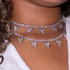 Женское винтажное ожерелье FNIO с подвеской-бабочкой, цепочка с блестящими кристаллами до ключиц, Ювелирное Украшение в подарок