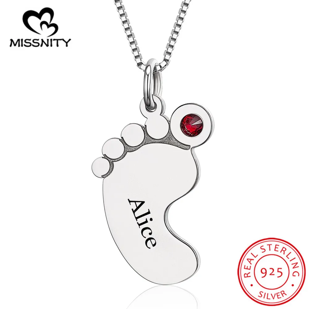 MissNity 925 пробы серебро персонализированные резные ребенка Подвеска для ног