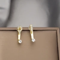 origin summer korean statement asymmetry question mark dangle earrings for women gold color rhinestones metal earrings jewelry