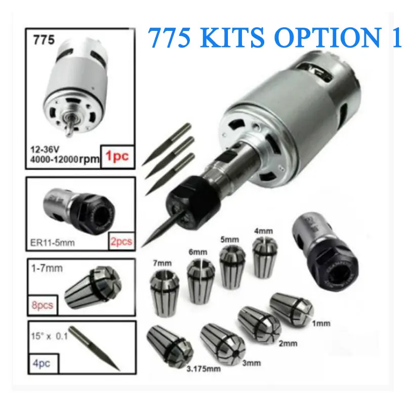 775 795 895 DC Электрический Шпиндельный двигатель 12 36V с ER11 расширение стержня резьба