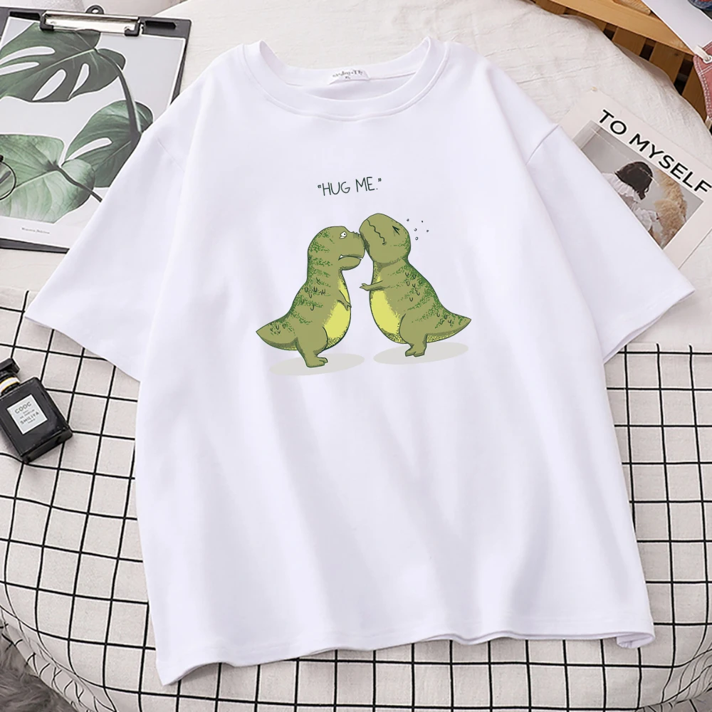 

Забавная Футболка с принтом Hug Me, модная футболка с динозаврами, мужская повседневная футболка, кавайные топы, футболки, 2019, летняя хлопковая...
