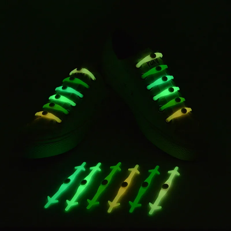 

12pcs/pack Silicon Sport Never Tie Shoelace Luminous Toys Canvas Shoes Accessories Glow In The Dark Toys Gift for Children