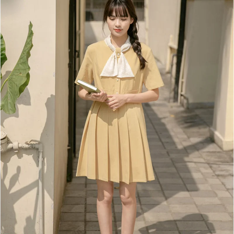 

Mini Dresses Women Tender Fashion Sweet Patchwork A-line Summer Student Korean Style New All-match Female Vestidos Short Sleeve
