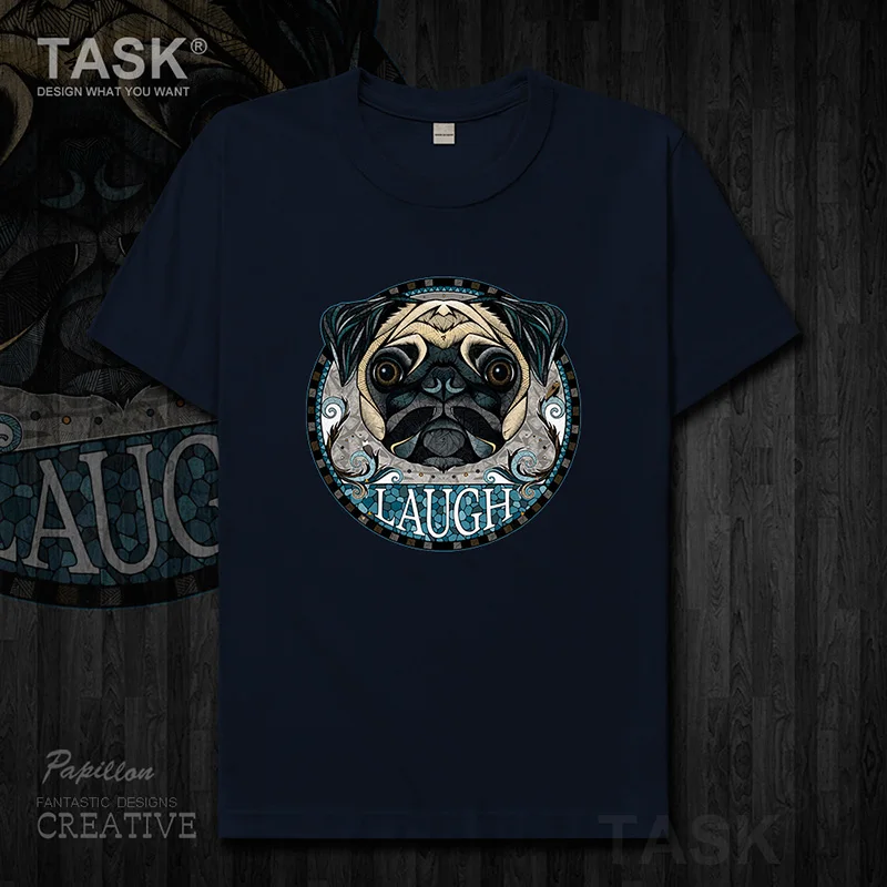 Pug animal illustration cute cartoon funny print men's t-shirt cotton Short sleeve clothes comfort slim Harajuku Streetwear 0002 | Мужская