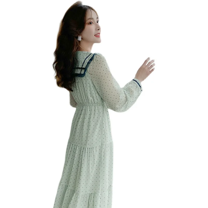 

COIGARSAM Full Sleeve Women Long dress New Polka Dot Dresses 2107