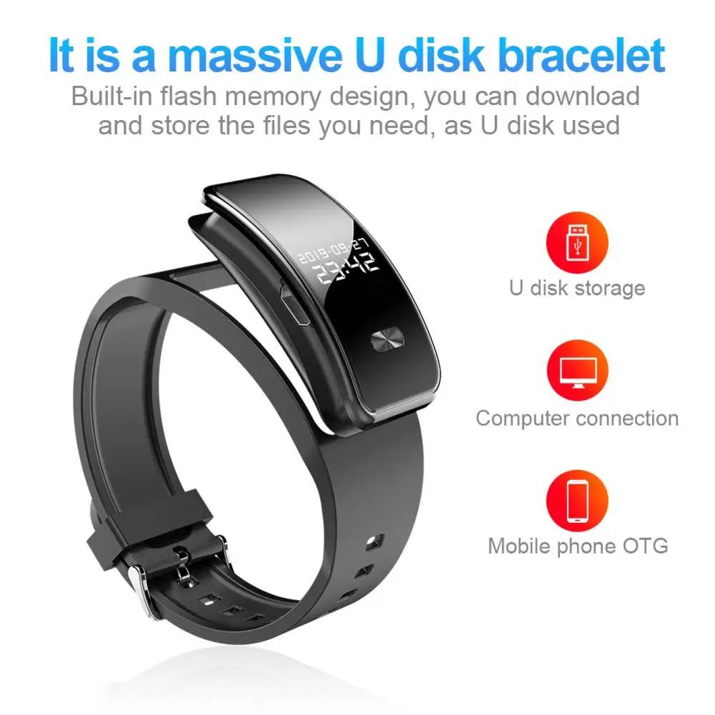 Смарт-браслет аудио Голосовое управление браслет переносной диктофон MP3 голоса