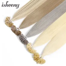Isheeny 1" 18" 2" 22" 2" Remy волосы для наращивания Кератин U Совет волос шелковистые прямые предварительно связывание человеческих волос Natural 50 шт