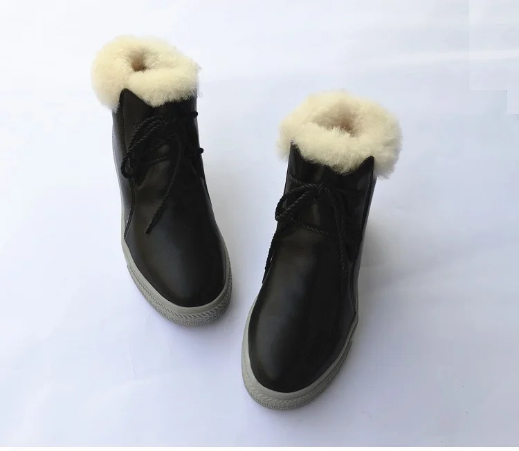 Careaymade/зимние ботинки на плоской подошве из овечьей кожи с мехом; теплые зимние ботинки Martin; нескользящая женская обувь на толстой подошве с высоким подъемом