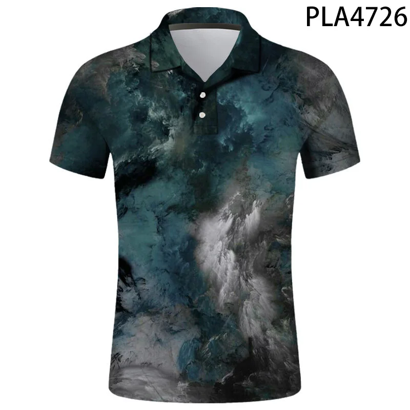 

Новинка 2020, мужская рубашка-поло с 3D принтом чернил и стирки, Женская Повседневная Уличная одежда в стиле Харадзюку, мужская одежда с коротк...