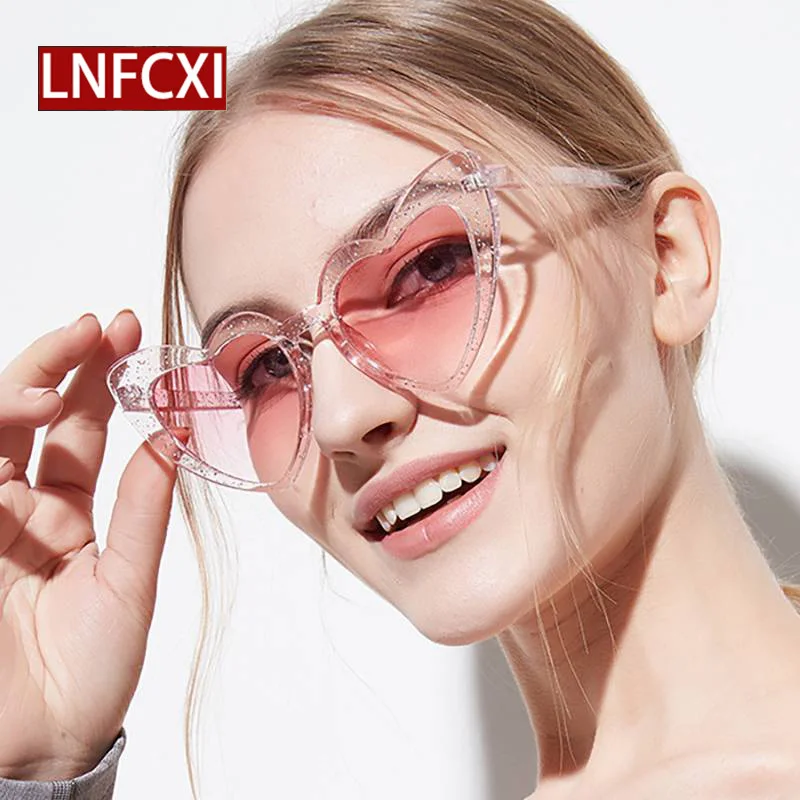 LNFCXI Круглые Солнцезащитные очки с оправой в форме сердца Для женщин Брендовая