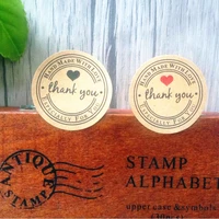 100pcslot round 35mm cowhide thank you three color sealing seal kraft seal sticker for baking gift