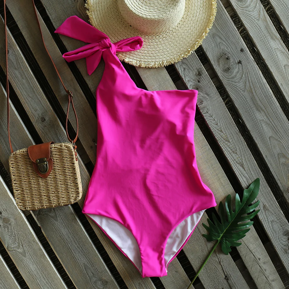 Цельный купальный костюм 2020 сексуальный бандажный на одно плечо Женский