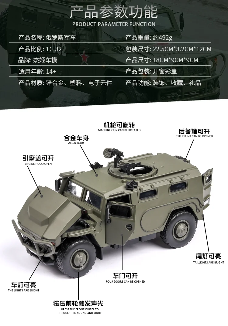 1:32 Hummer M1046 военный автомобиль модель усовершенствованная, от взрыва, бронетранспортер со звуком светильник сплав игрушечный автомобиль модель литая игрушечная машинка