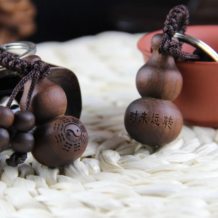 Автомобильная цепочка для ключей подвеска Fu Lu Shou из черного персикового дерева