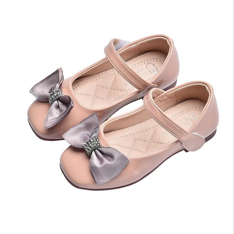 

Kids School Shoes For Girls Children Fashion Princess PU Bowknot Dance Toddler Quality Leather Shoes Rhinestone Party Shoes