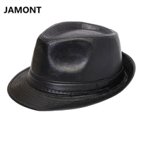 autumn winter men women classic pu leather fedora top hat british style panama bowler hat cowboy gentleman casual top hat