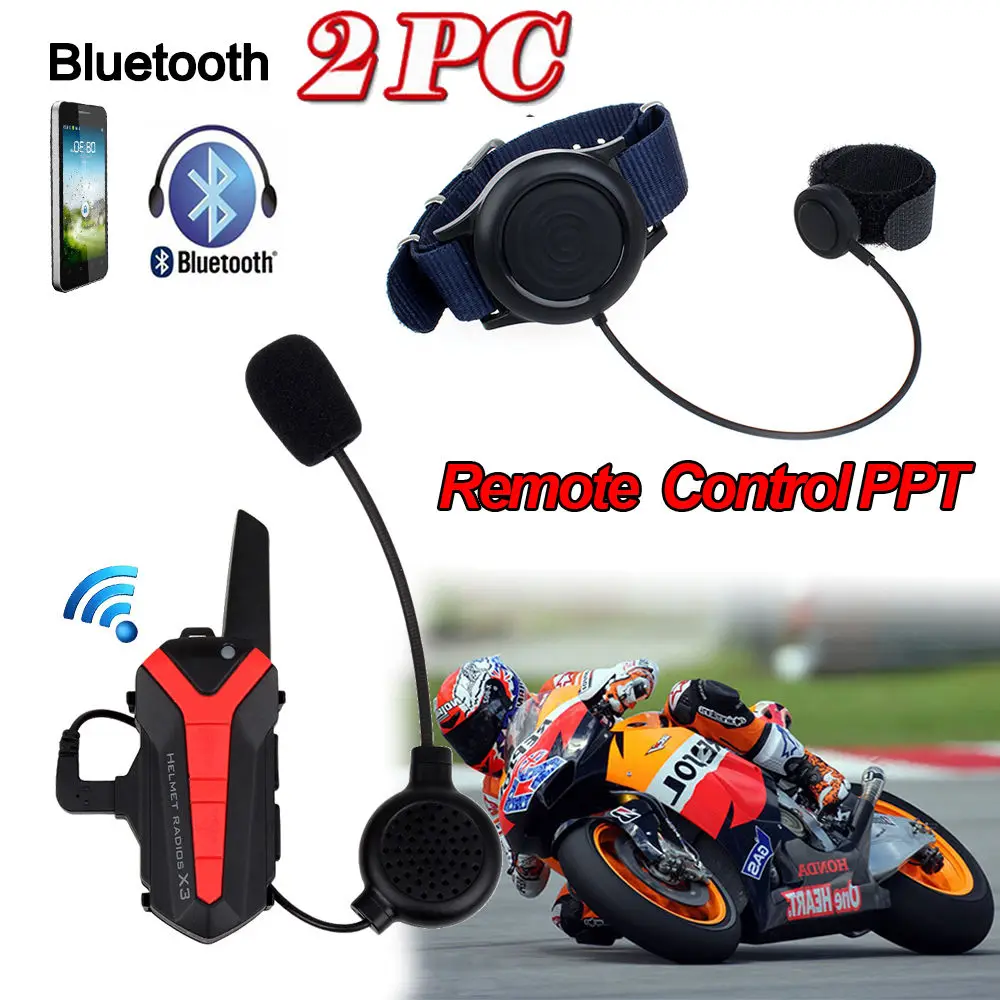 LOMLOV 2 шт. мотоциклетная гарнитура Водонепроницаемый домофон мотоциклетный Bluetooth шлем гарнитура FM MP3 с пультом дистанционного управления