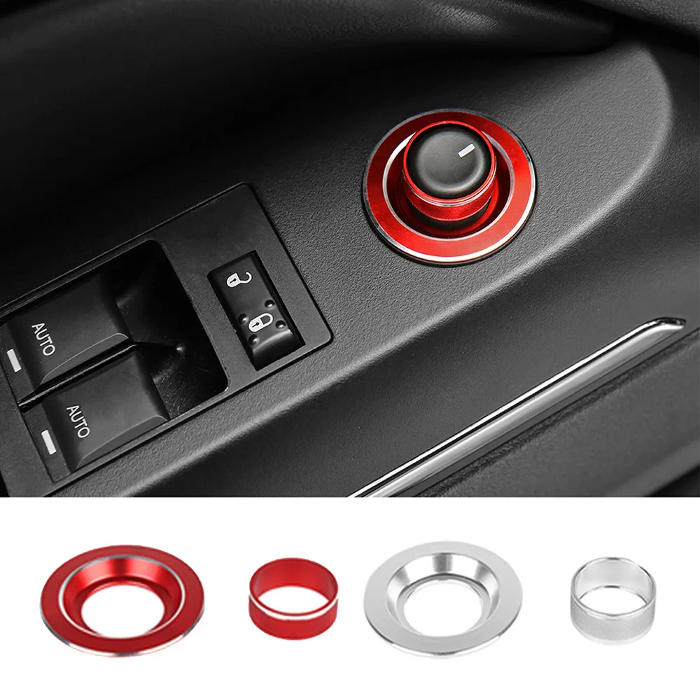 

Fit for Dodge Challenger 2009-2014 Rear View Mirror Adjustment Switch Knob Ring Cover Trim Aluminum Alloy Car Accessories