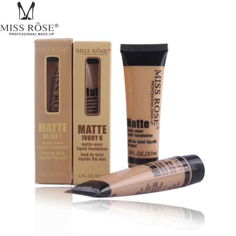 Miss Rose Matte-wear Liquid Foundation Concealer Hide Blemish Facial Base Makeup Waterproof Lasting Matte Light Brighten Skin |