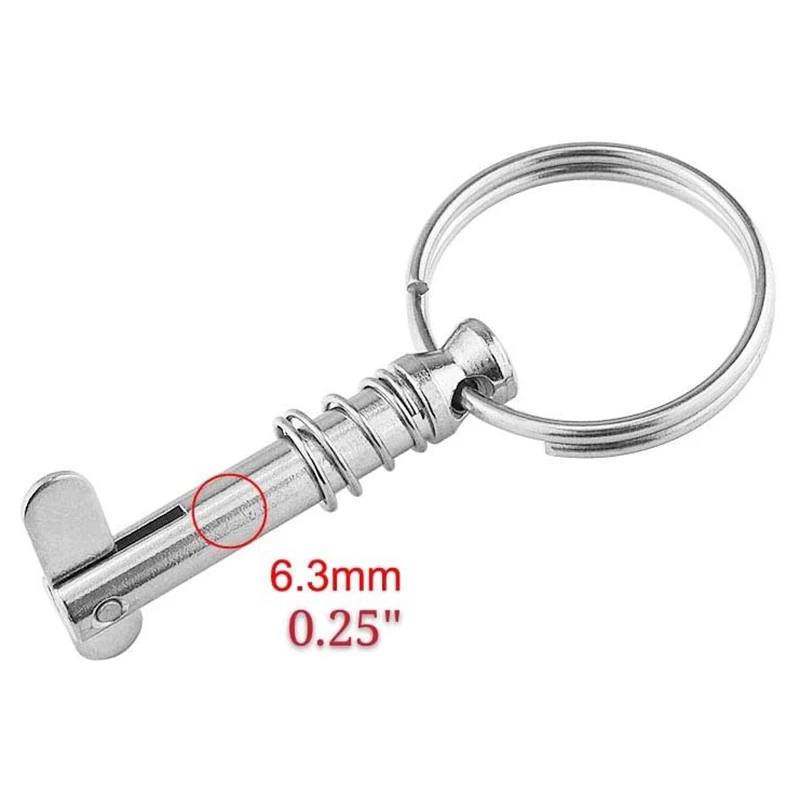 

4PCS 6.m Marine Grade 1/4 Inch Quick Release Pin with Ring for Boat Bimini Top Deck Hinge Marine Hardware