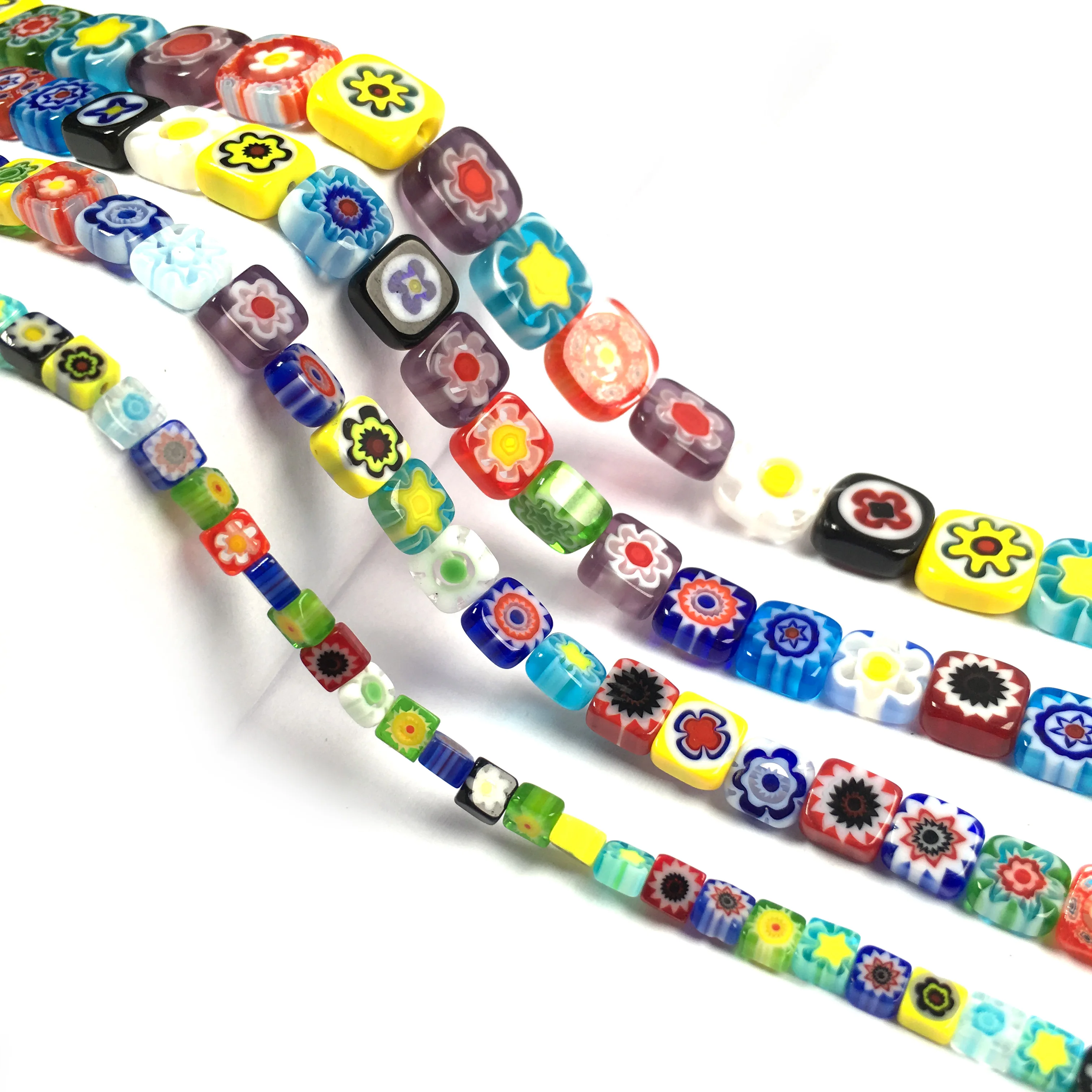 Квадратные Цветные искусственные цветы цветочные лампворк стеклянные бусины