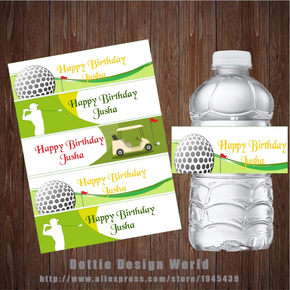 20 шт./лот Гольф воды бутылочные этикетки на заказ моноблок обертка детских