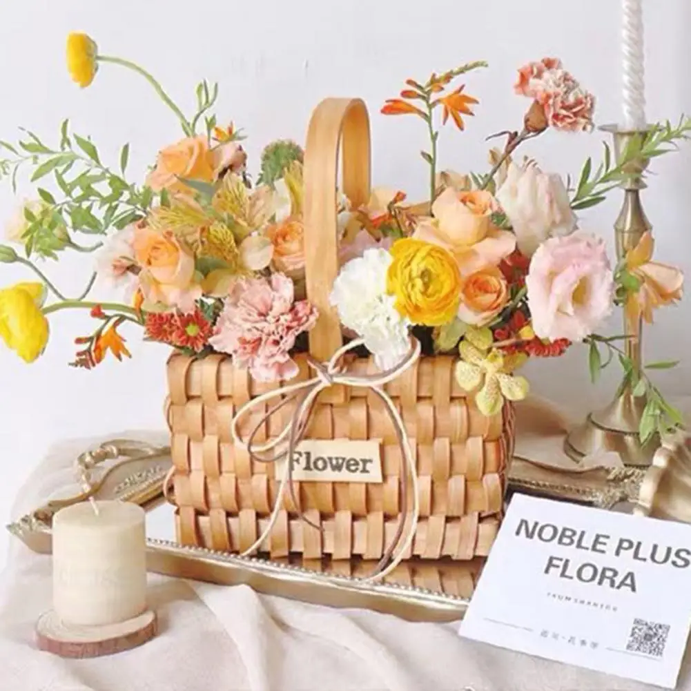 

Portable Rattan Hand Woven Flower Container Holder Camping Picnic Storage Basket