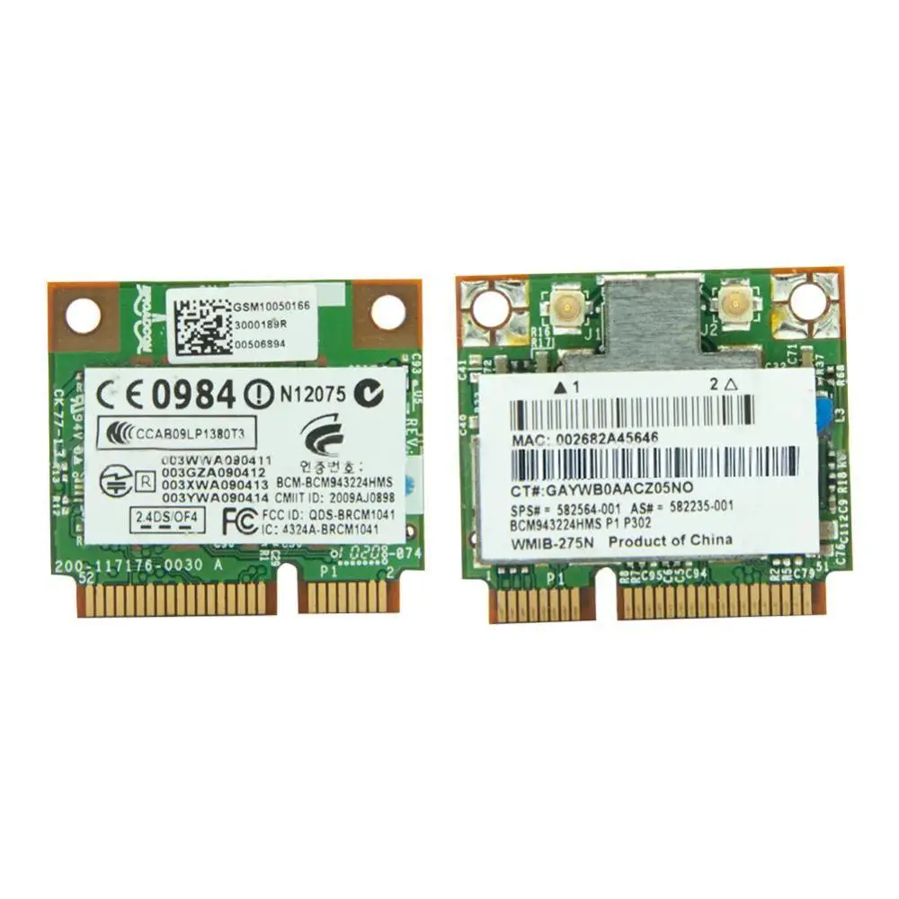 Новая WLAN половинная PCI-E карта HP Broadcom BCM943224HMS Беспроводная для Dell Asus g / b 582564-001 Wi-Fi Sony