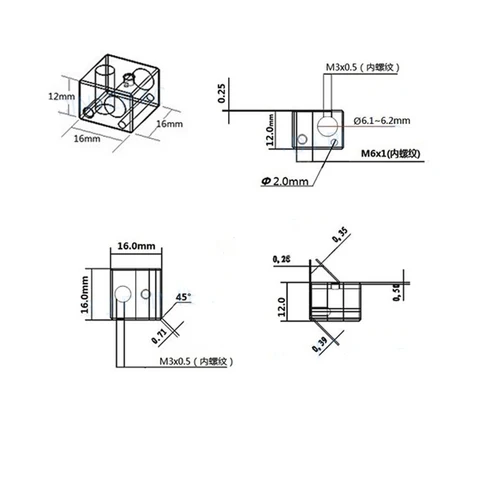 5 шт., нагревательный блок для 3D-принтера, 16x16x12 мм