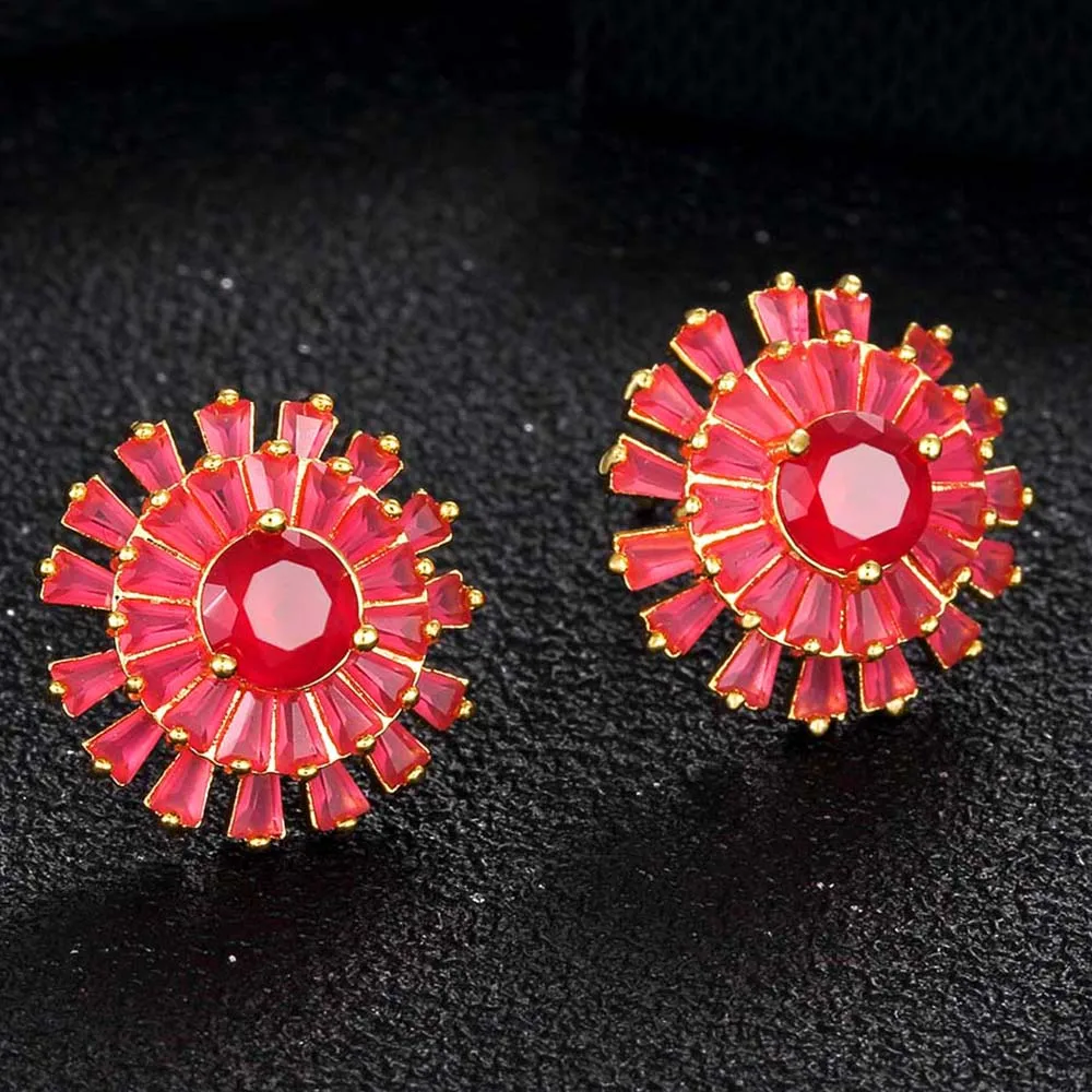 

High Quality New Classic Crystal Rhinestone Stud Earrings Fashion Metal Copper Earrings For Women Statement Luxury Jewelry