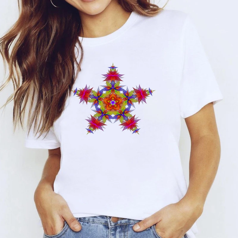 

Art Abstract T-shirts Women's Summer Off White Shirt Women-clothing With Short Sleeves T-shirt Female Sleeve 2021 Tops Cute Top