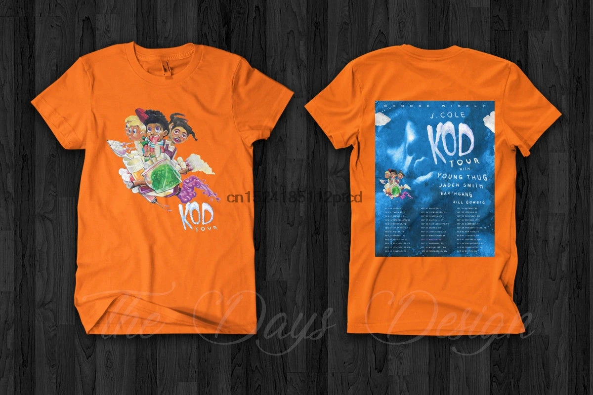 J Cole KOD Tour Merch 2018 футболка Dreamville Coleworld Young Thug Jaden Smith(1)|Мужские футболки| |
