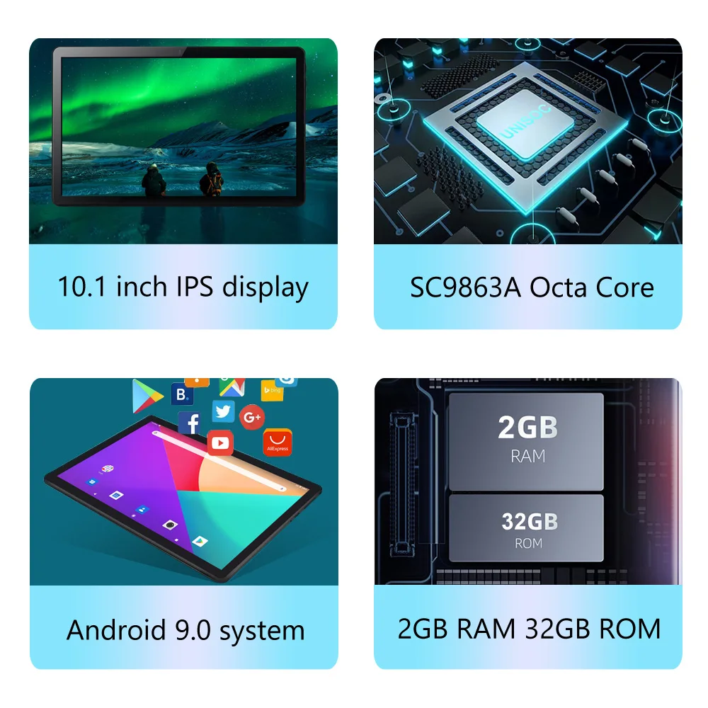 BDF 10.1 Inch Android 9.0 Tablet Pc 3G 4G LTE Phone Call Octa Core 2GB RAM 32GB ROM Dual SIM Card WiFi Google GPS Tablets 10