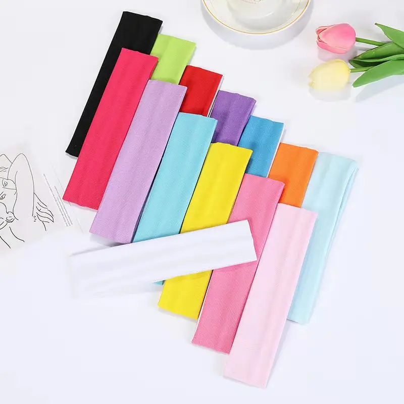 

14pcs Elastic Absorbent Sweat Bands Outdoor Sports Headband Portable Fitness Hair Bands Gym Stretchy Hair Wrap Brace