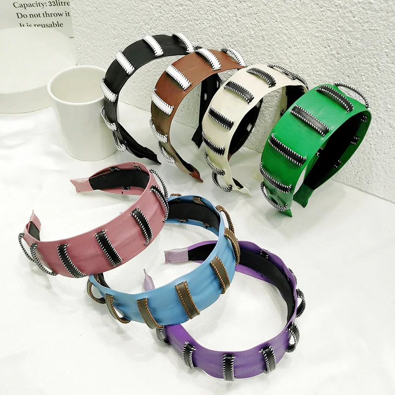 

New Arrival Solid Color Hair Hoop Women PU Leather Hairpins Headdress Girl Fashion Go Out Hair Band Wash Face Hair Accessories