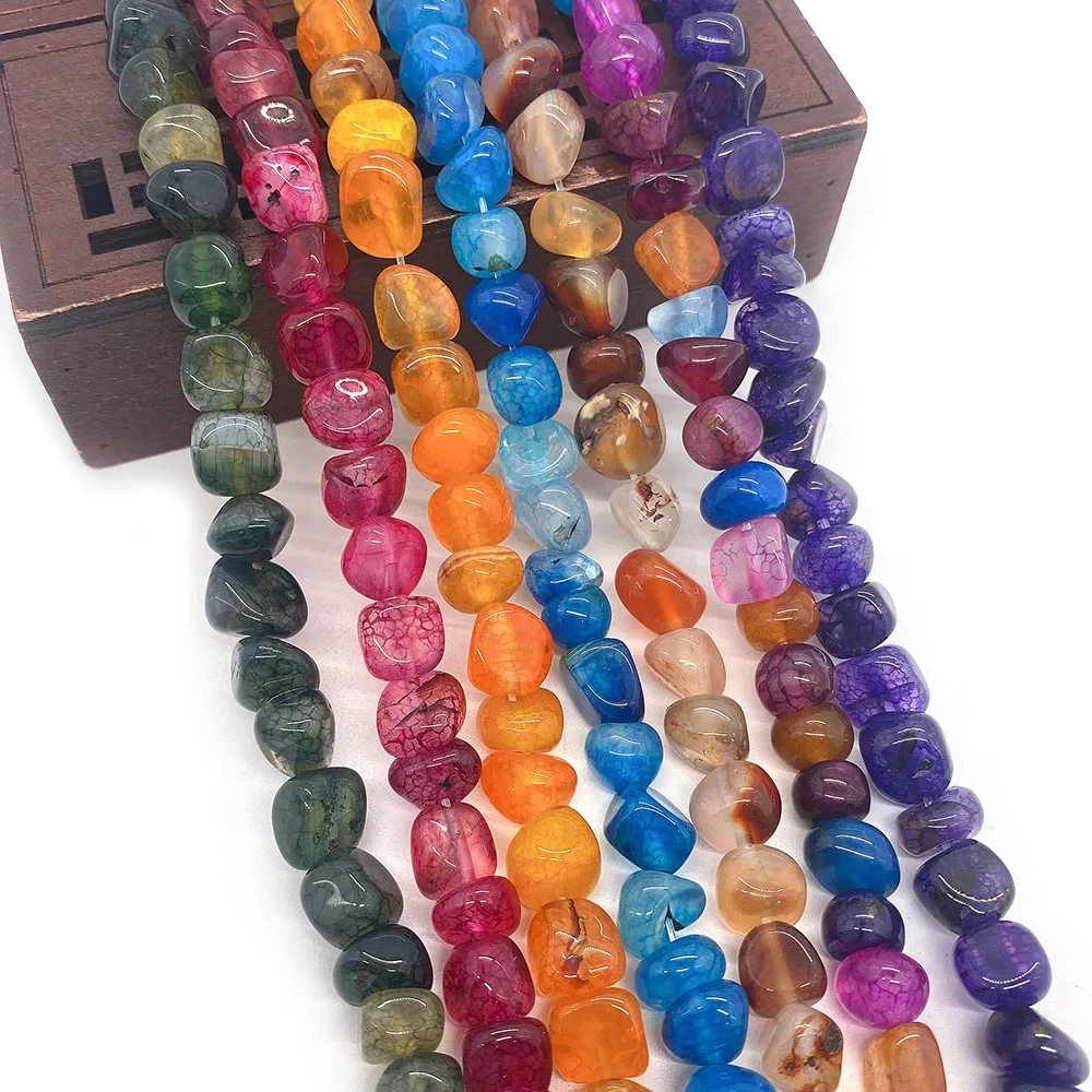 

1 Strand 8x10mm Agate Loos Beads Strand Natural Semi-precious Stone DIY for Making Necklace Bracelet Earrings 9Colors for Choice