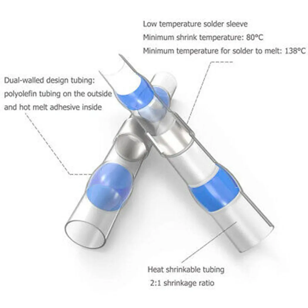 

11-138°C Solder Heat Shrink Sleeve 2:1 Shrink Ratio Black Blue Red White