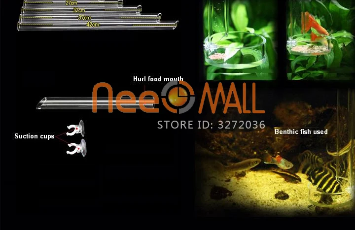 Aquarium Fish Food Acrylic Crystal Shrimp Fish Feeding Tube With Feeder Dish Tropical Aquario Red Bee Plant Tank Eggs