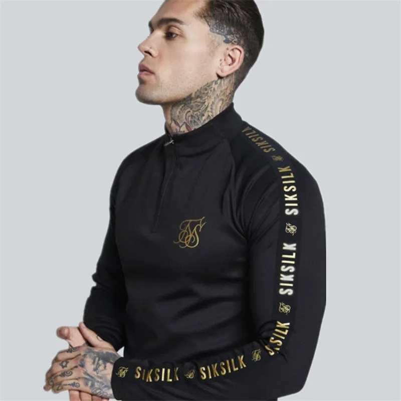 

Fashion Mens Stretch Tshirt Solid Color Turtleneck High -Elastic Long Sleeve T Shirts Men Slim Casual Mens T-Shirt Size M-2XL