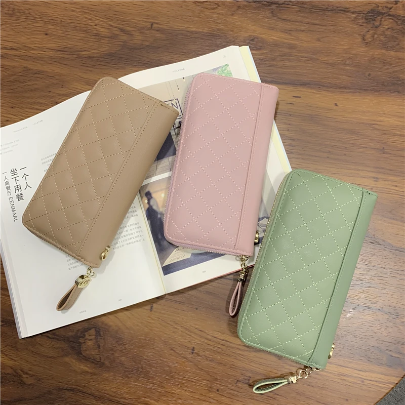 DORANMI Длинные кошельки с ромбовидной решеткой сумка 2020 модный кошелек женская для