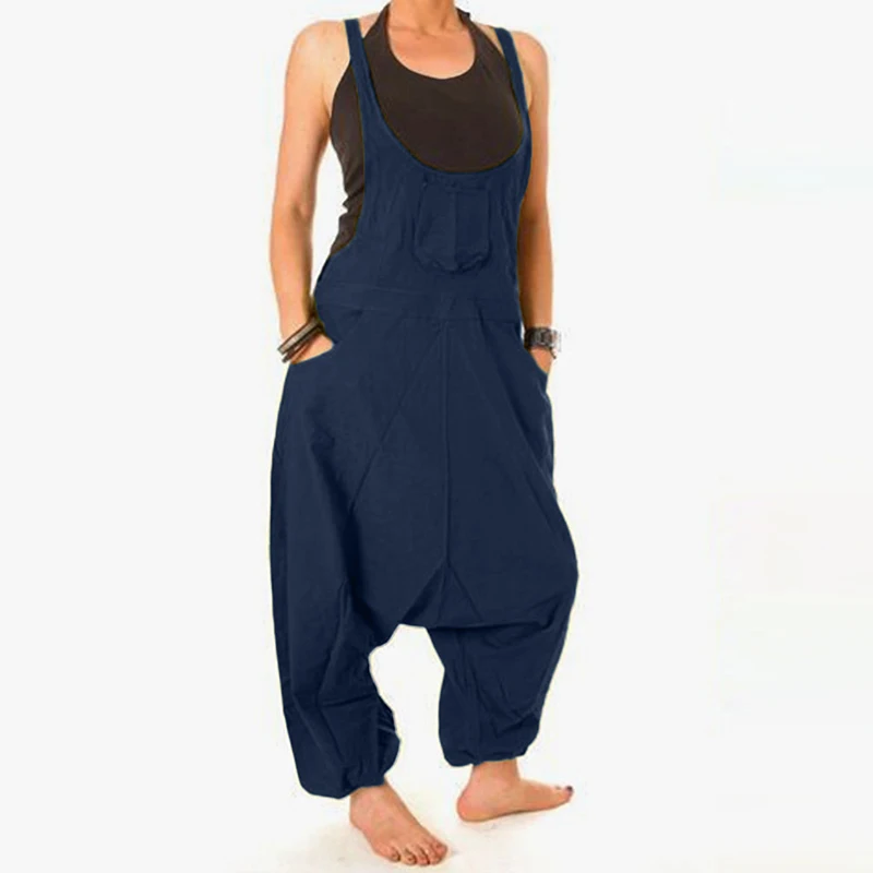 Женские комбинезоны больших размеров Необычные штаны шаровары с широкими