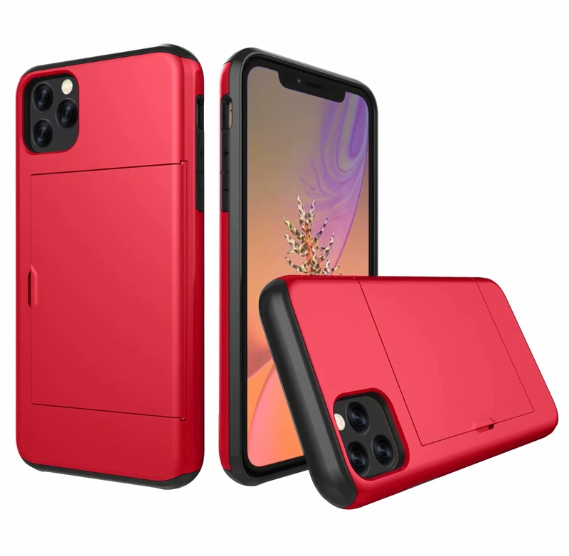 red Для Iphone X XR XS 11 Pro Max 8 7 6 6s Plus 5 5S SE чехол Роскошный кошелек Гибридный скользящий держатель для карт для хранения Броня прочный Чехол - Цвет: red